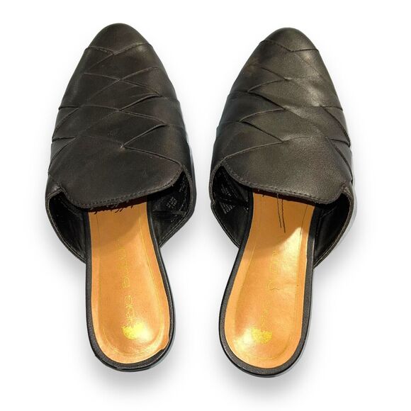 Big Buddha Shoes - Big Buddha Womens Woven Mules Slip On Big Weave Shoes Slides Black Vegan Size 7